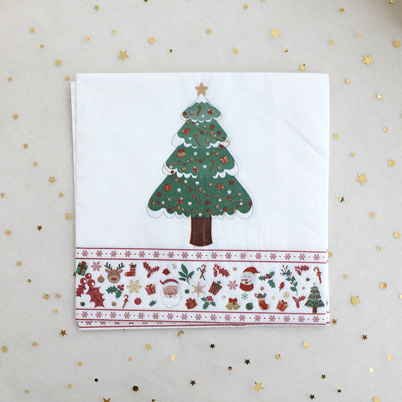 Christmas Decoration Party Theme Tableware Set Disposable Paper Plate Christmas Supplies Christmas Tree Plate