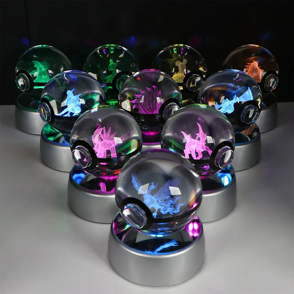 Pokeball de Cristal 3D con Luz LED Pokémon