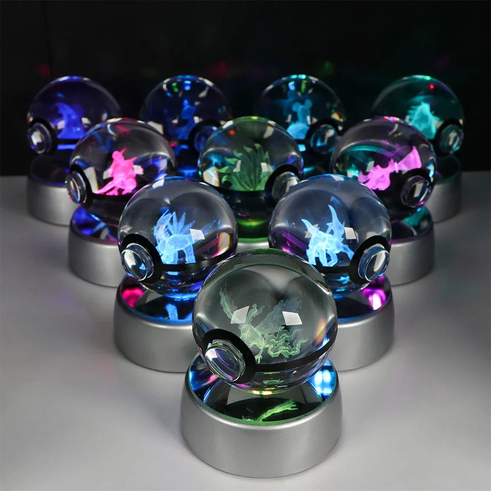 Pokeball de Cristal 3D con Luz LED Pokémon