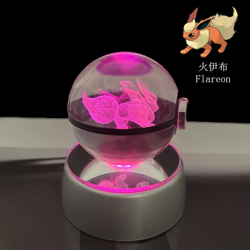 Pokeball de Cristal 3D con Luz LED Pokémon
