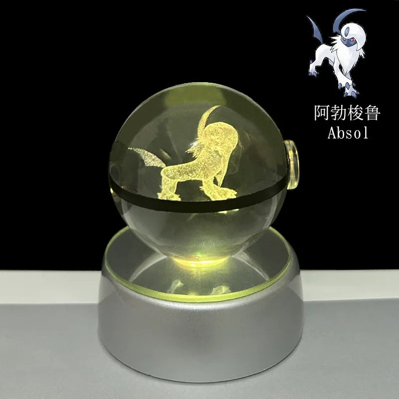Pokeball de Cristal 3D con Luz LED Pokémon