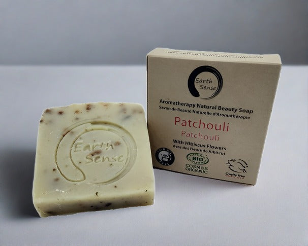 Organic Certified Solid Soap - Patchouli with Hibiscus Flowers 90g